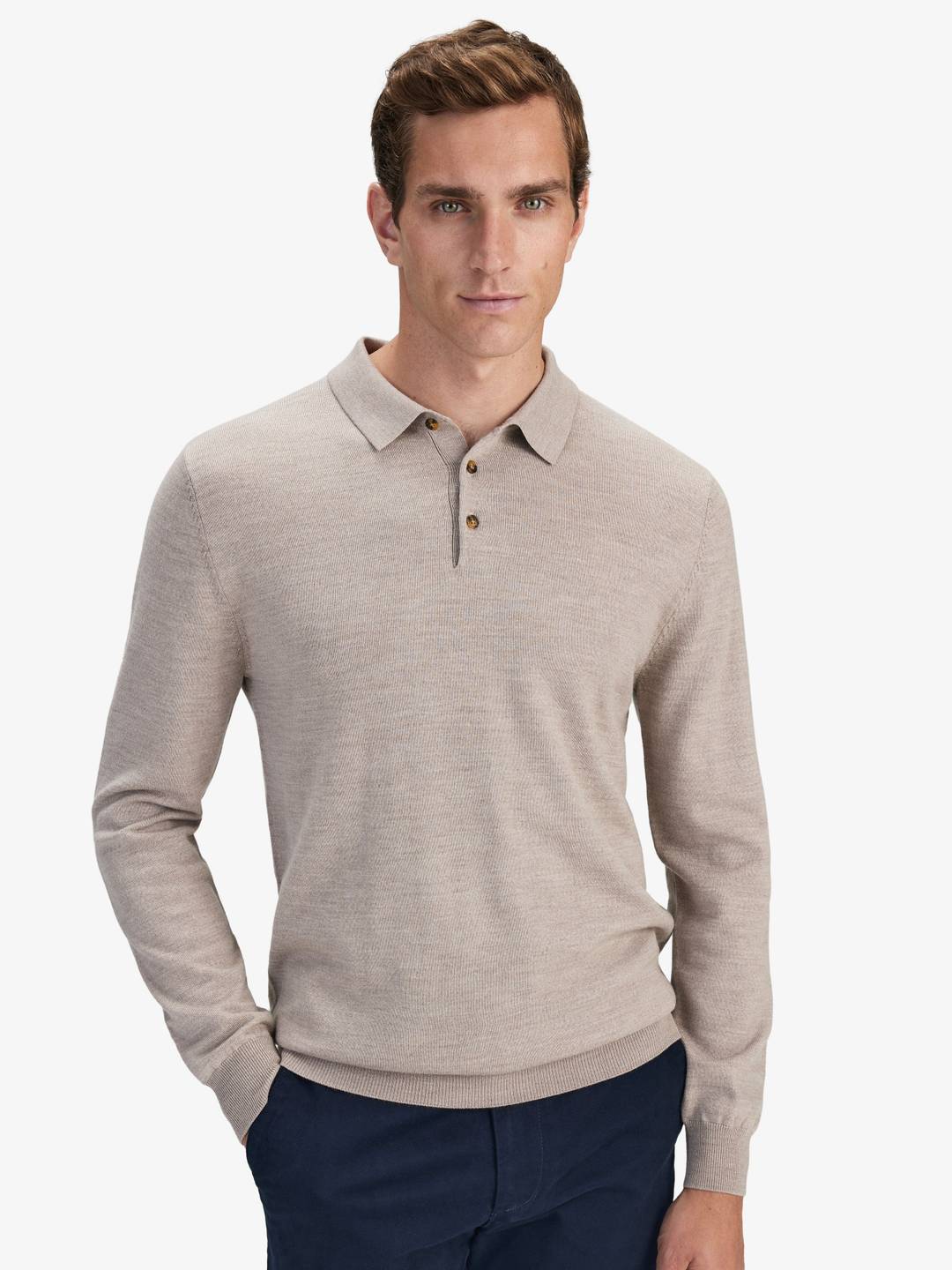 ★★ ★★ Merino wool polo knit T12E6KPN080MT1C Merino Wool Polo - Soft White | Gustin | Knits | Polos