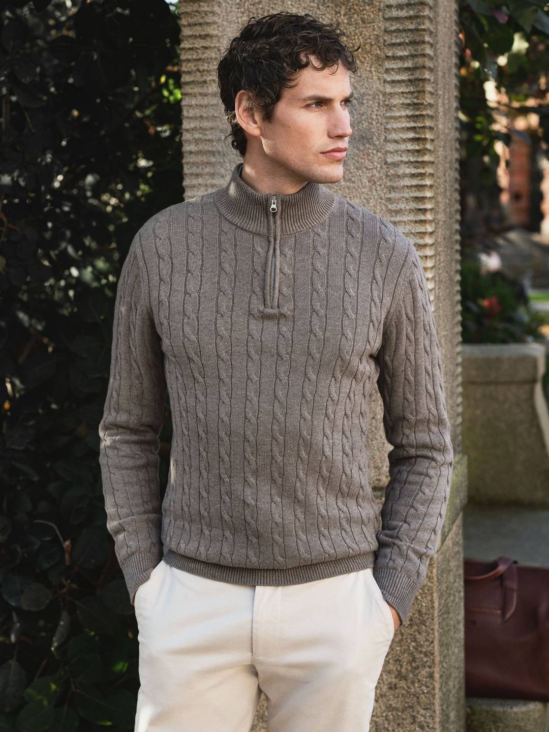 ニット・セーター 87 Check Half Zip Up Collar Knit (3color) 87 Checked Half Zip Up Collar Knit (3 colors) - 애즈클로