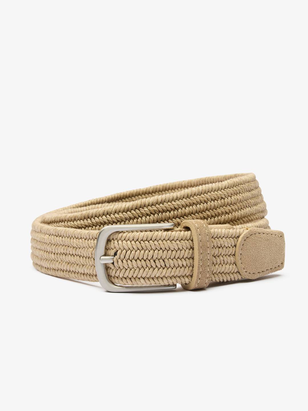 2 Woven Minimalist Beige and Tan Belt Set of 2 Womens Belt Casual Braided Elastic Fabric Woven  main image 4