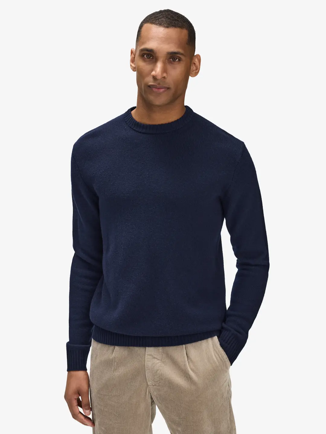 Round neck navy blue sweater cheap