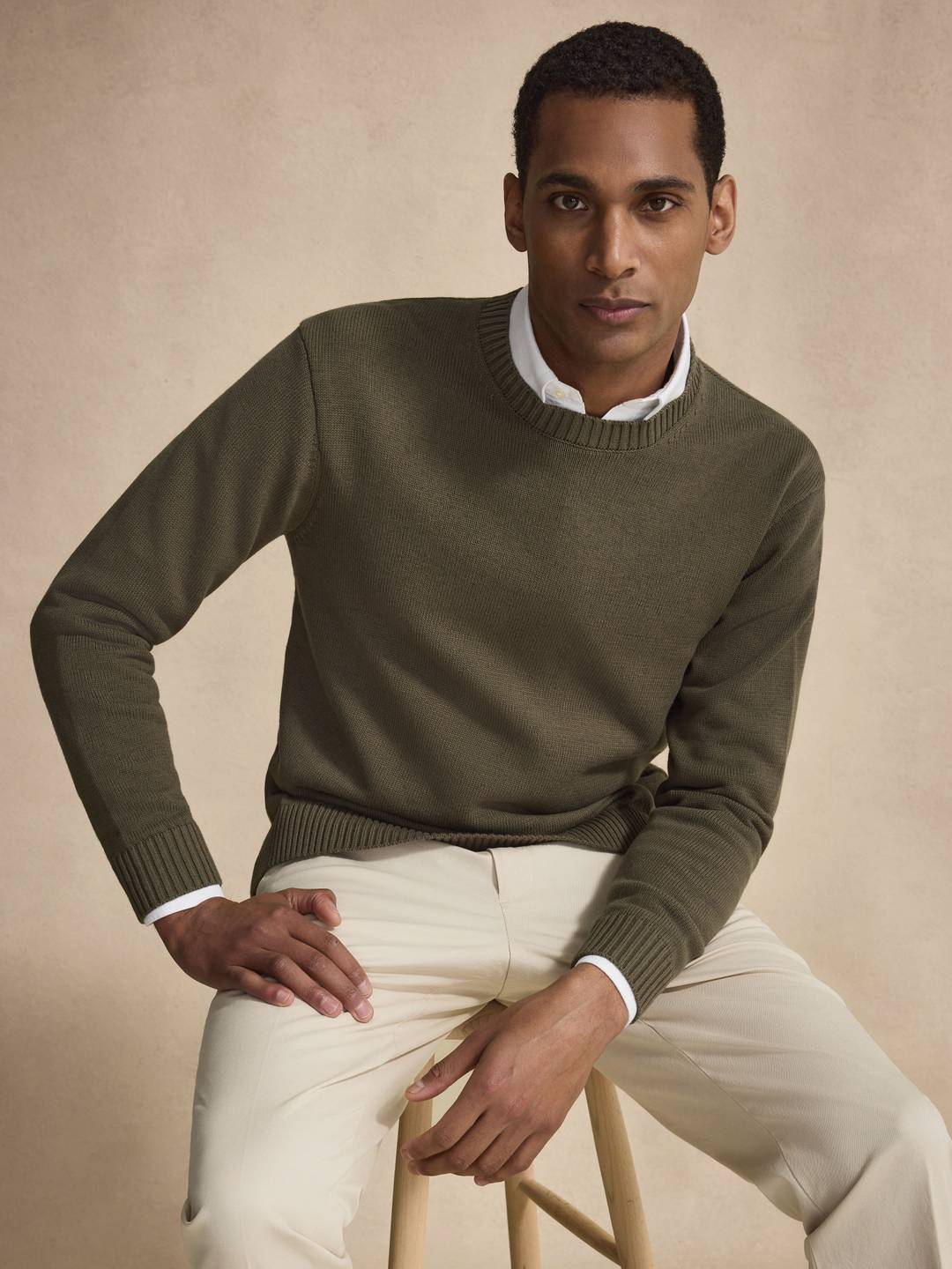 Green Sweater - Cotton Crew Neck - Buy online | John Henric