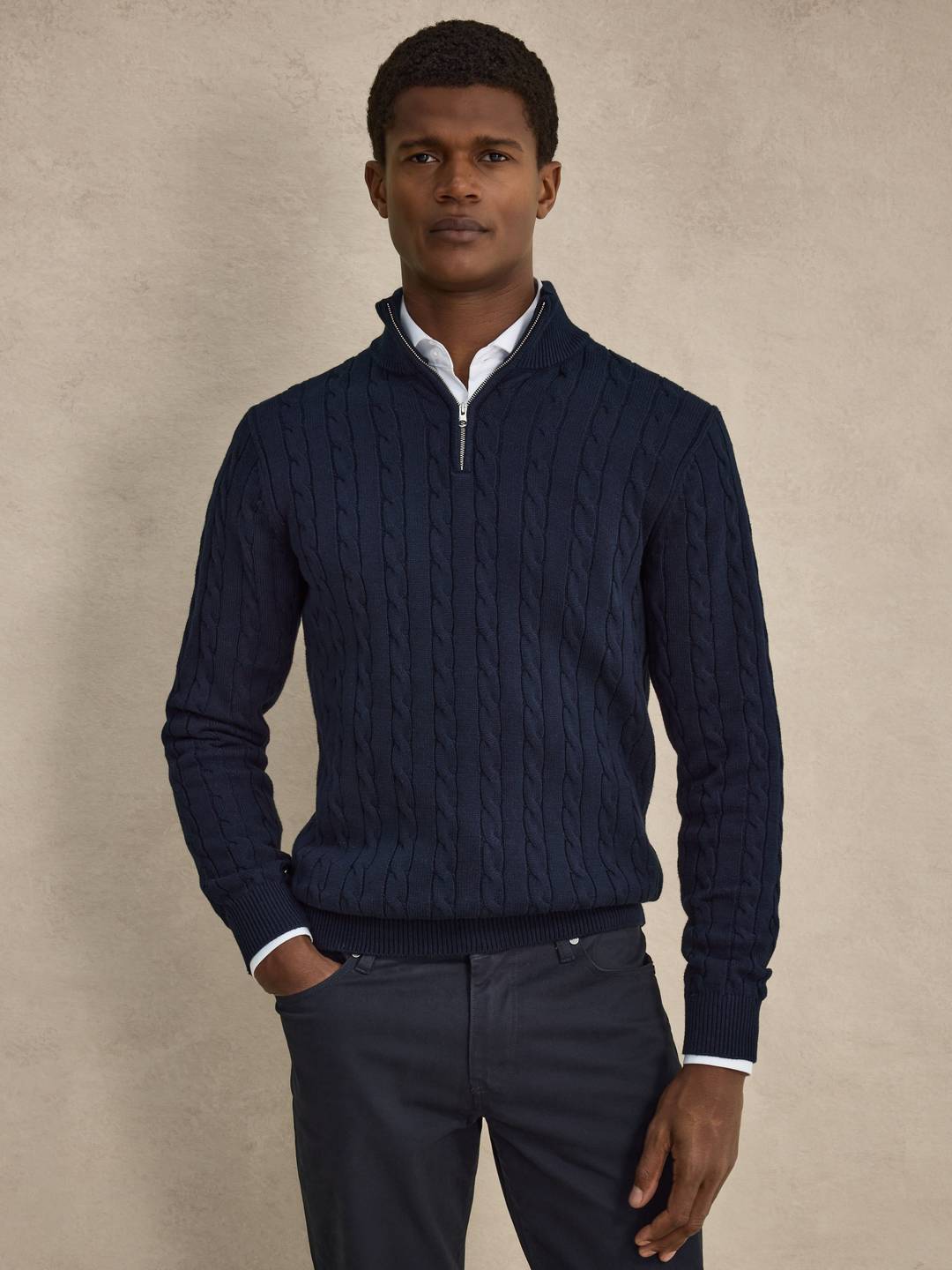 Men's Cotton Cable-Knit Half-Zip Sweater | John Henric