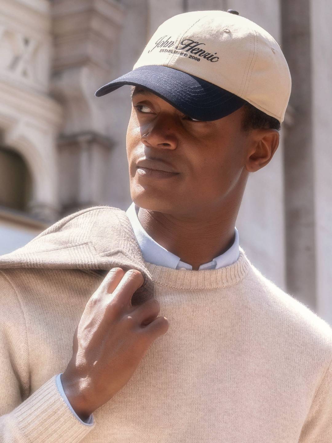 Beige & Blue Baseball Cap - Men display picture 1