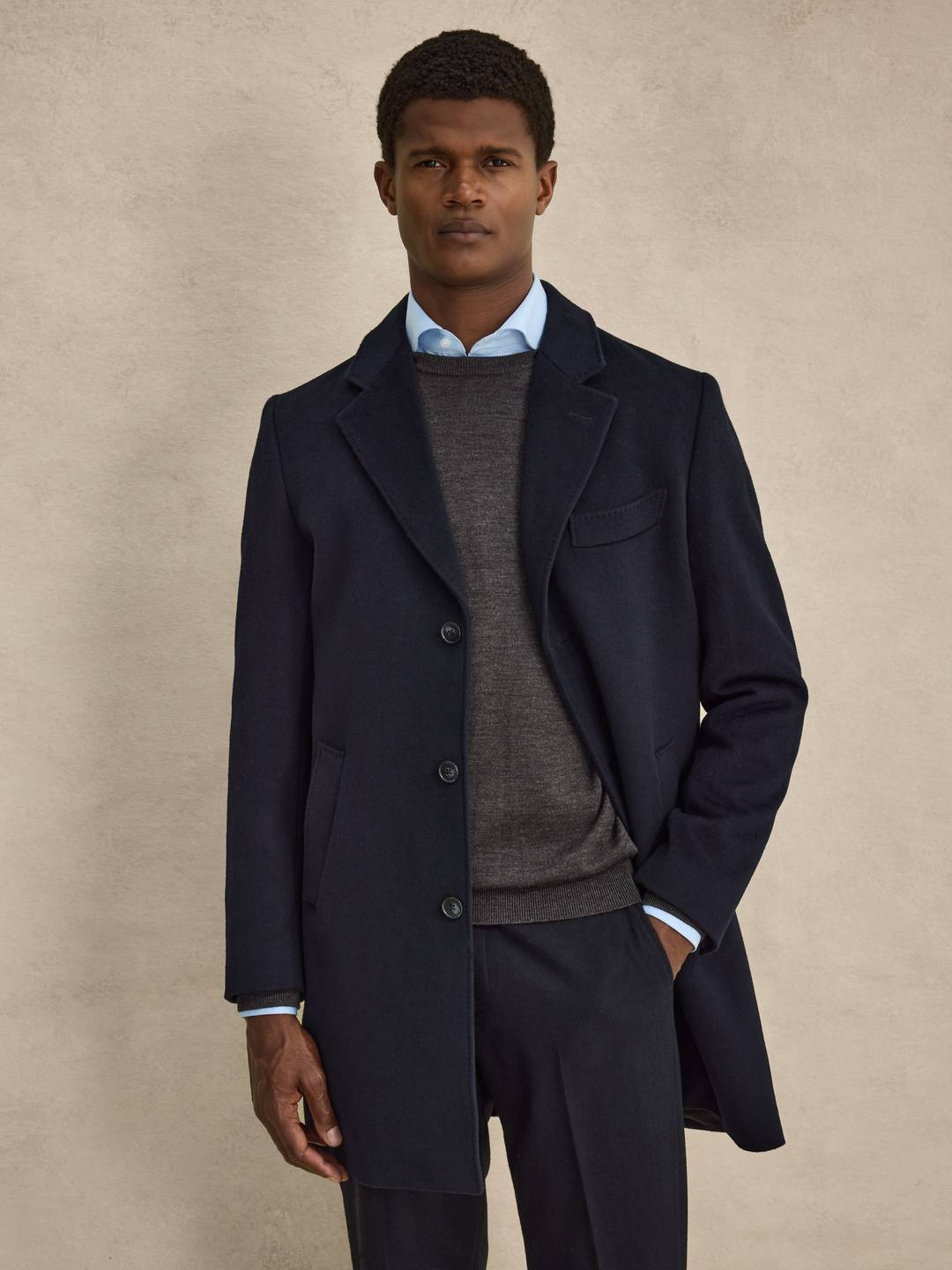 Navy Blue Coat - Wool Mix - Buy online | John Henric