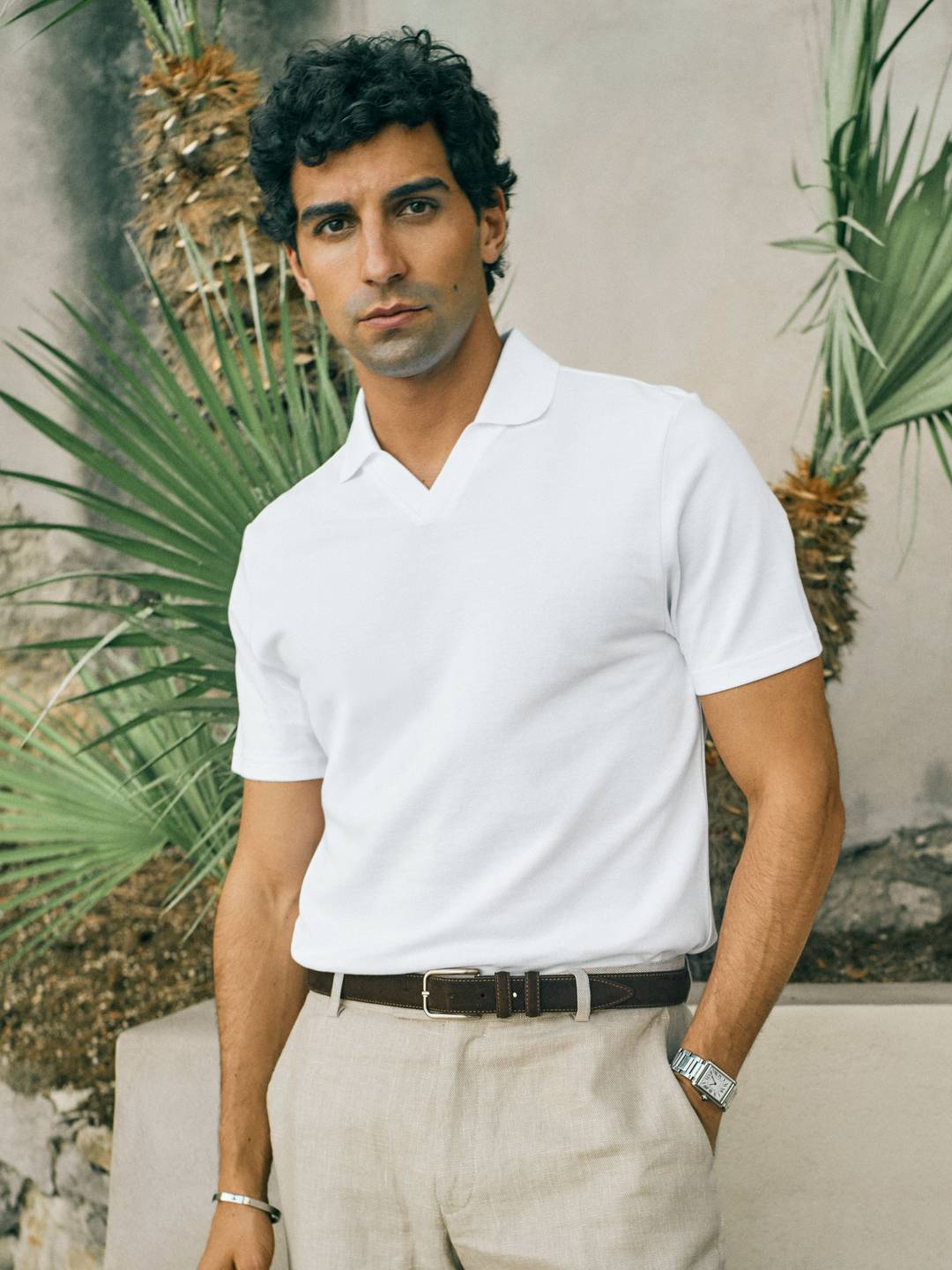 White Polo Shirt - Cotton V-Neck - Buy online | John Henric