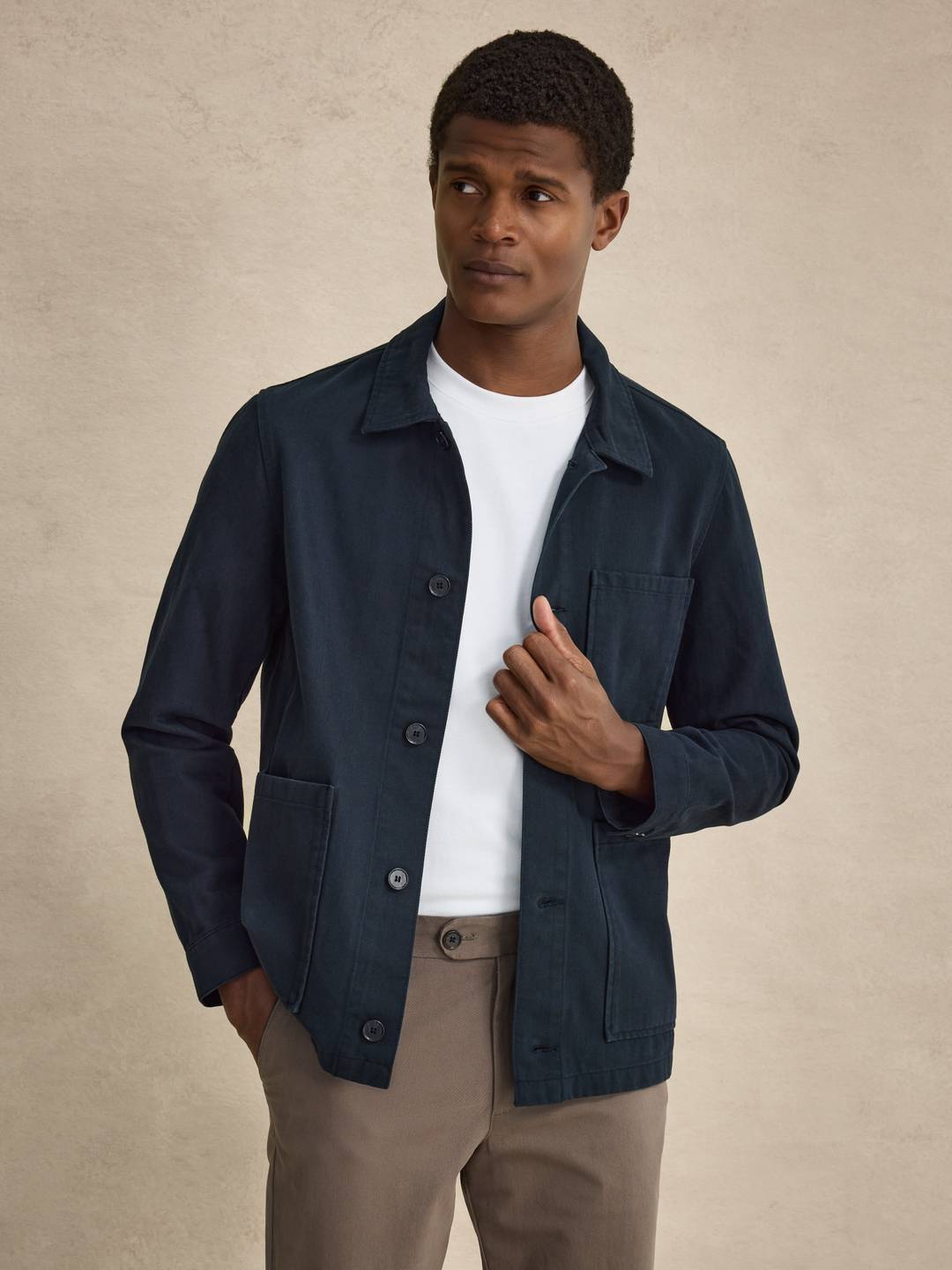 Navy Blue Overshirt - Cotton Twill - Buy online | John Henric
