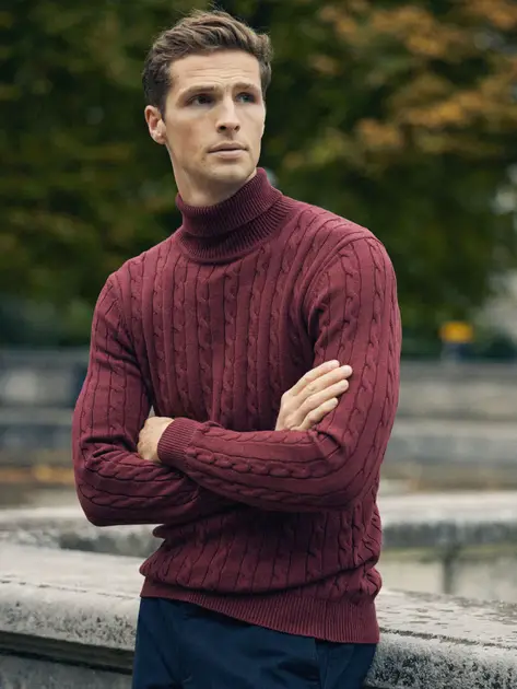 Men's red turtleneck on sale sweater