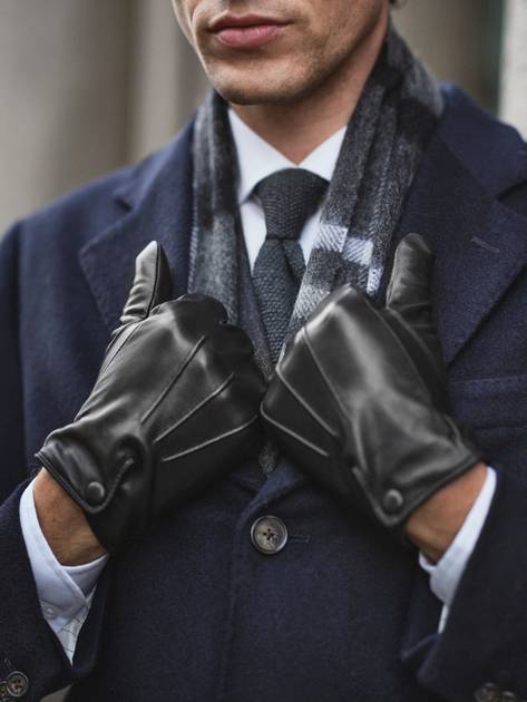 Black Leather Gloves - Men's leather gloves - Buy online | John Henric