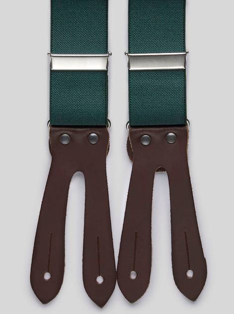 Sage Green Suspenders, Leather Button Suspenders, Clip Braces