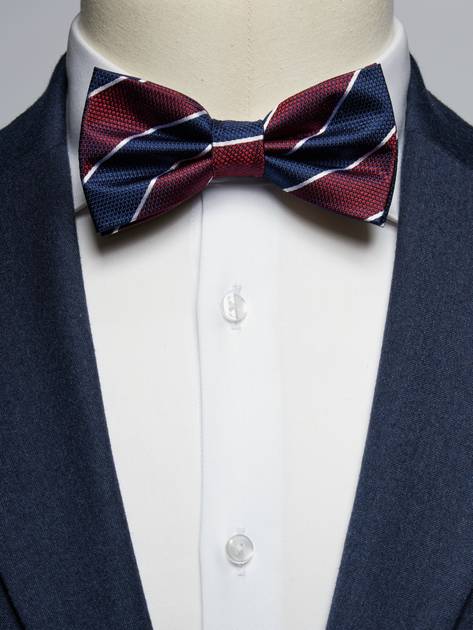 Beck Men's Bow deals tie - twill stripe navy bowtie