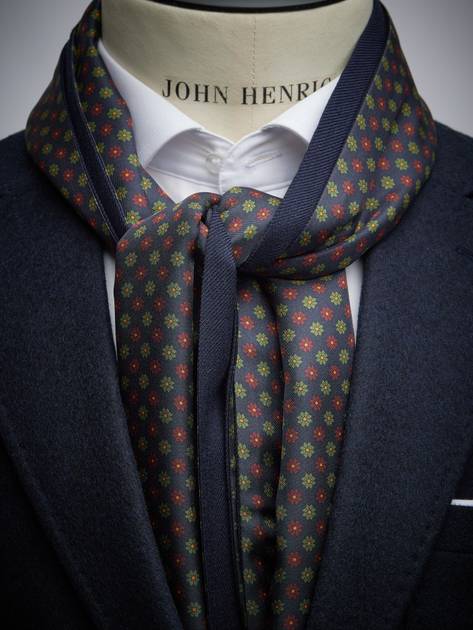 Dark Blue Wool & Silk Scarf - Buy online | John Henric