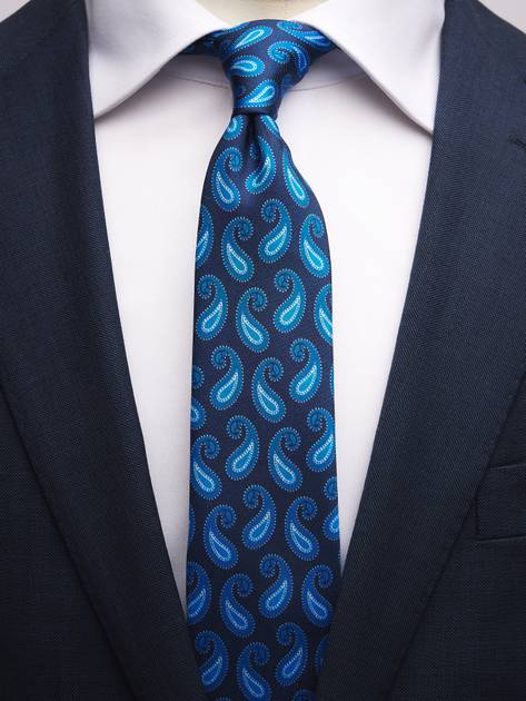 Dark Blue Tie Paisley - Buy online | John Henric