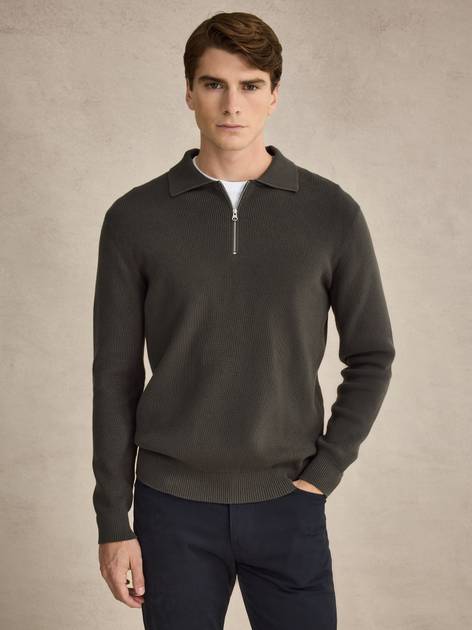 Green Polo Shirt - Cotton Half Zip - Buy online | John Henric