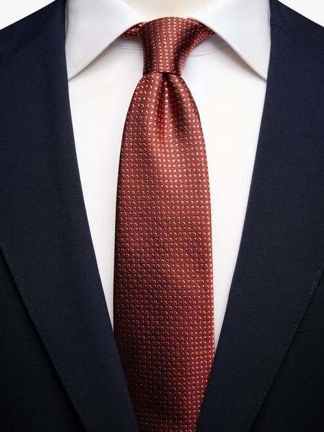 Tony & Paul. Cravate tricot. TONY, Soie. Rouge coquelicot