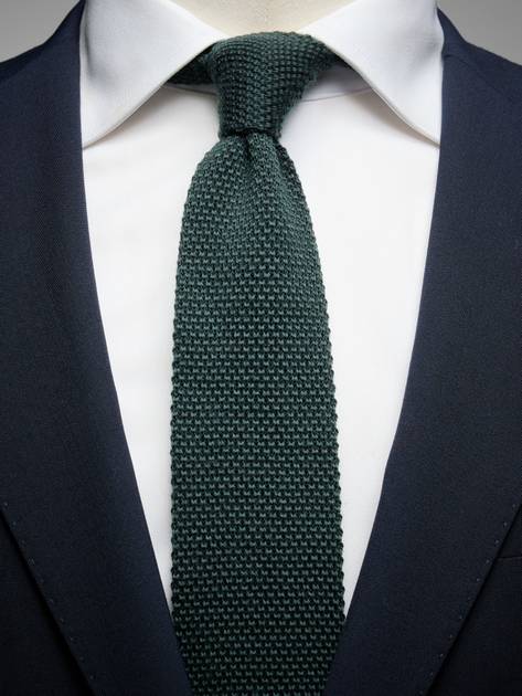 Cravate Tricot Homme Deep Green – Cravate Rayée Décontractée En Maille – Style Mariage & Business Casual
