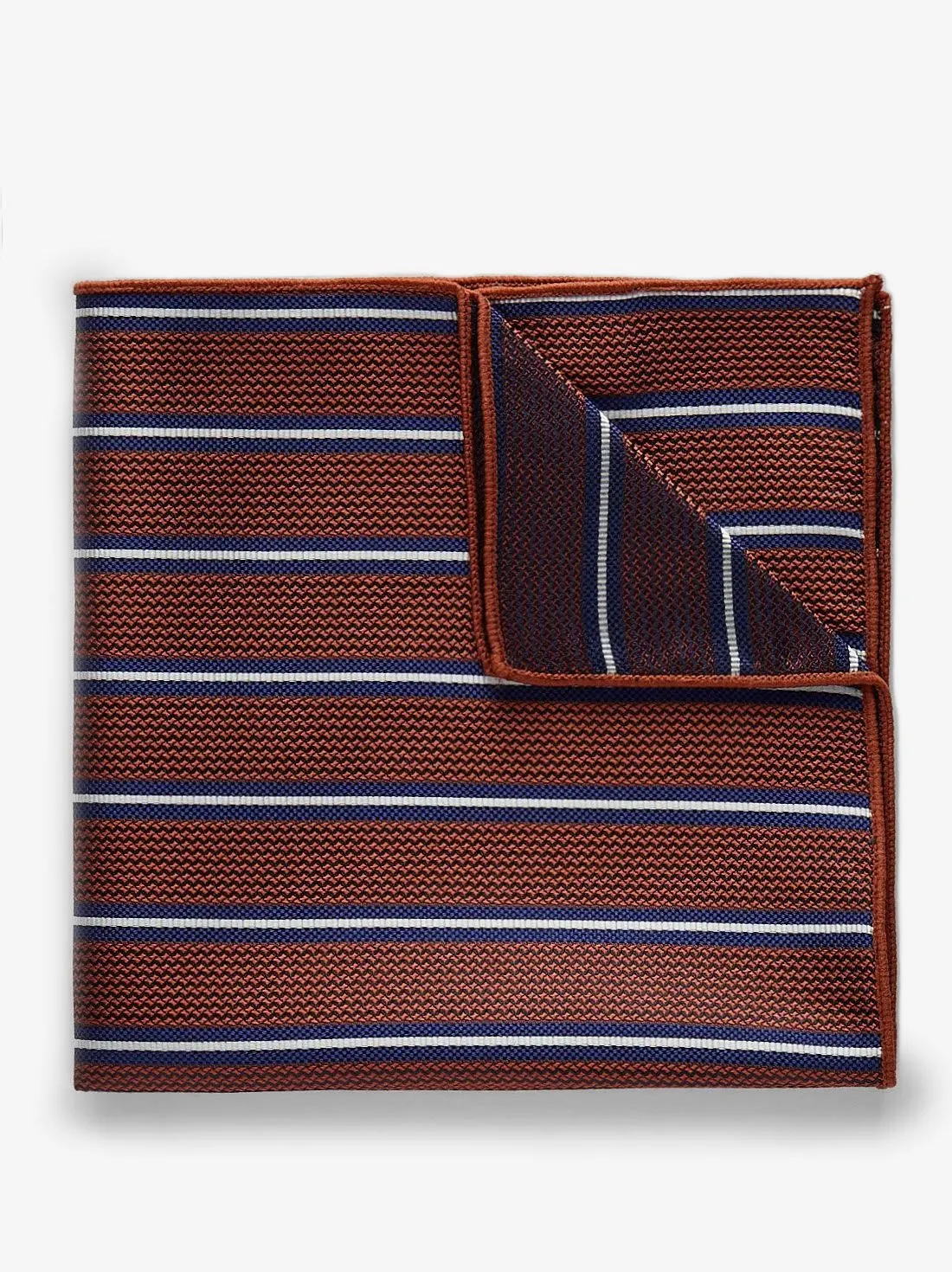 Dark Orange Pocket Square Multi Stripe