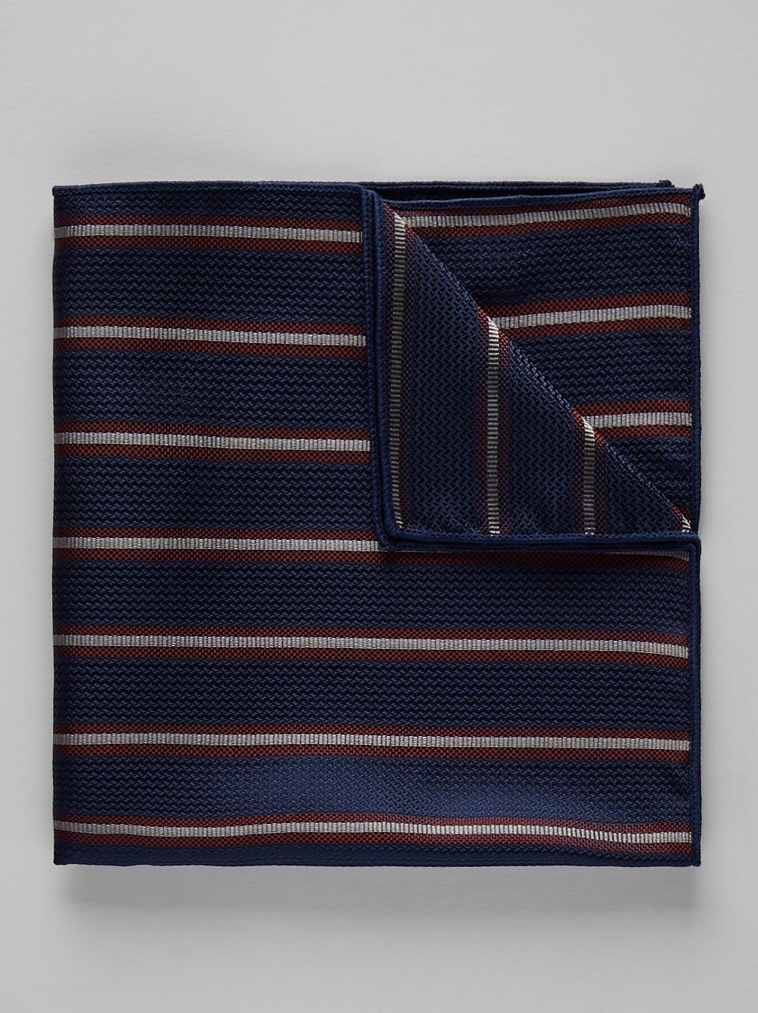 Blue & Burgundy Pocket Square Multi Stripe