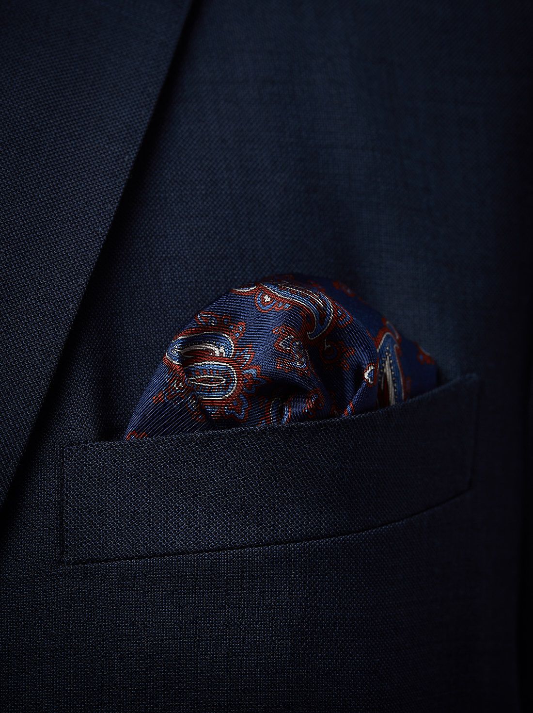 Blue Pocket Square Paisley