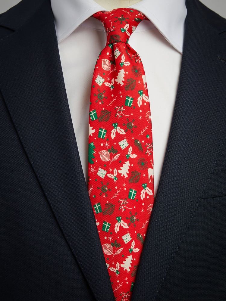 Herren-Krawatte Mit Hirsch & Blumen Design - 100% Polyester Für Business & Hochzeit