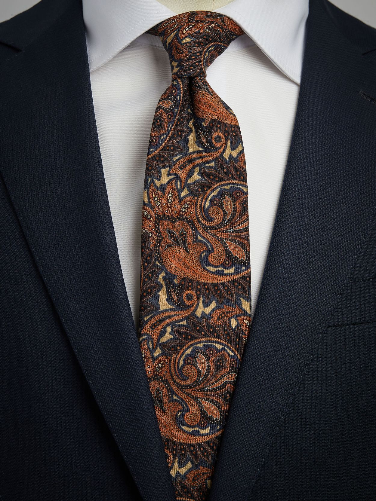 Beige & Orange Tie Wool Paisley