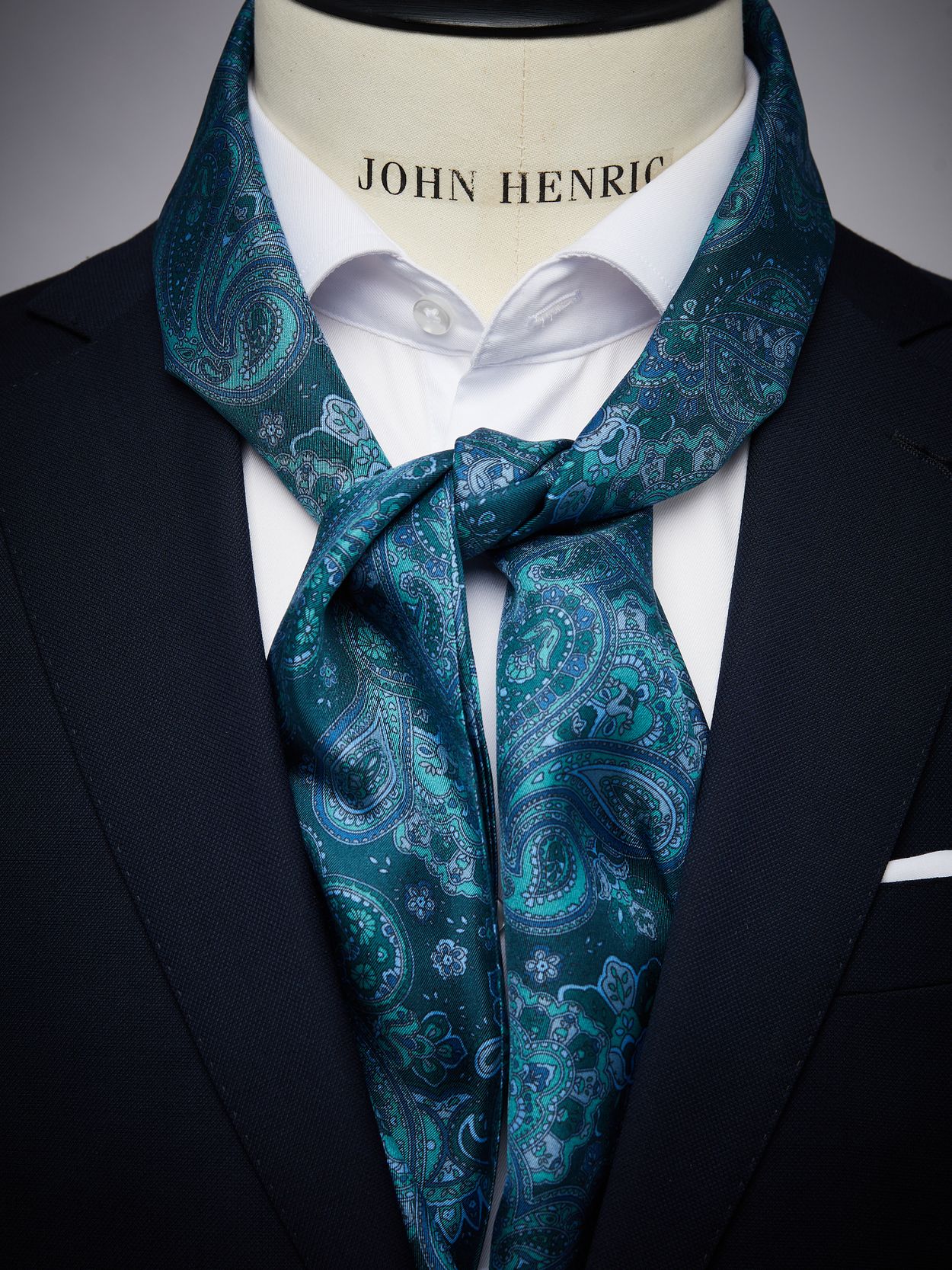 Green & Blue Silk Scarf Paisley
