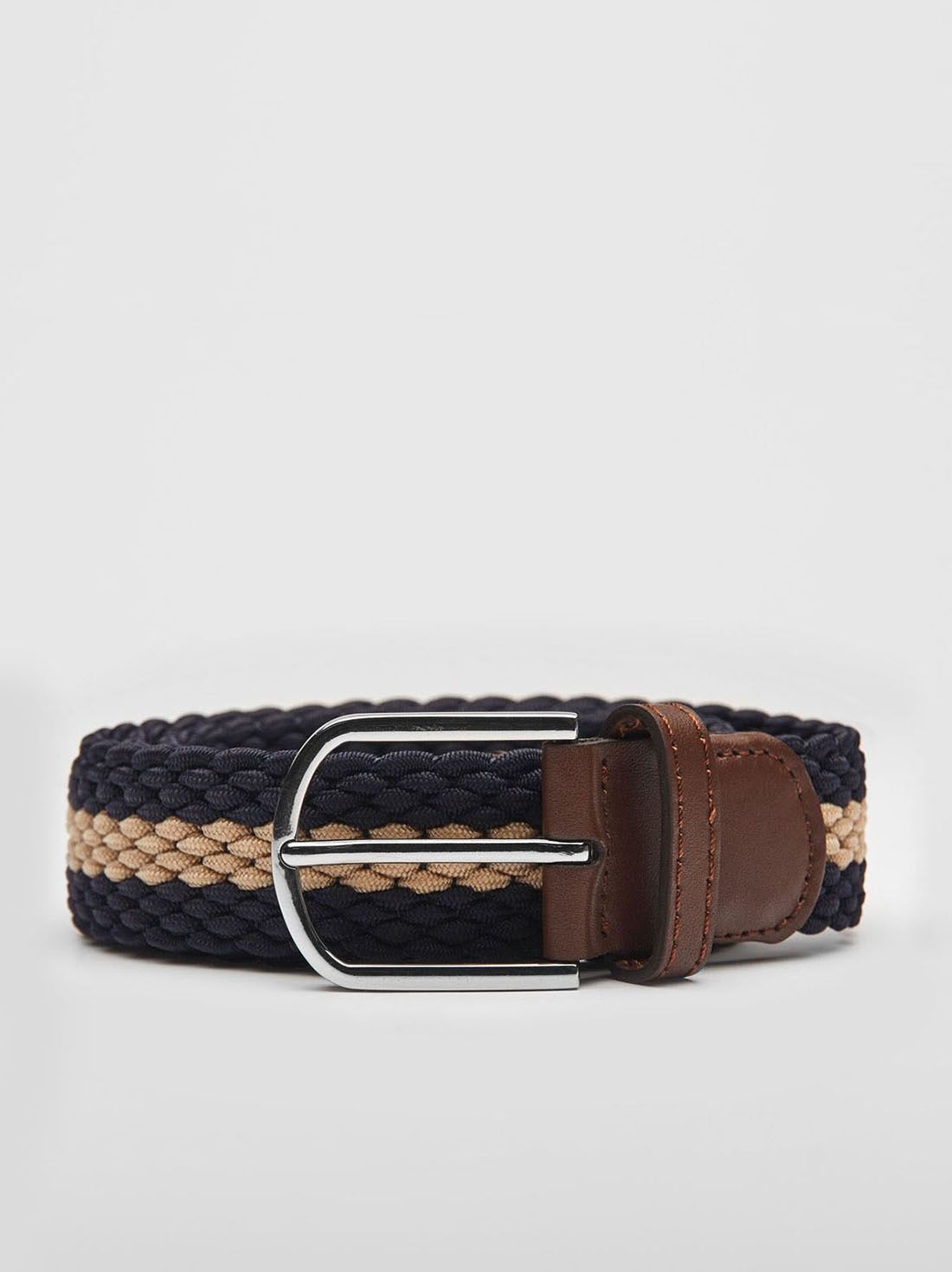 Blue & Beige Braided Belt