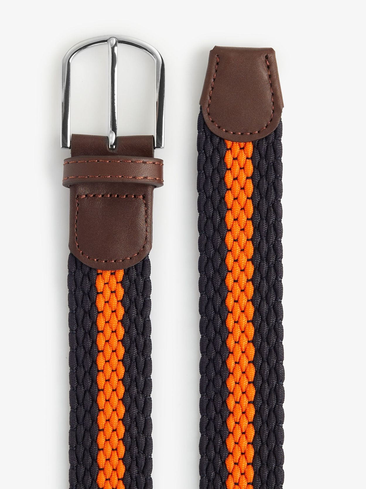 WILL Leather Goods Woven Boho Braided Belt Pumpkin Spice Orange Silver Buckle BRAIDED LEATHER STRETCH WOVEN BELT – Will Leather Goods main image 4
