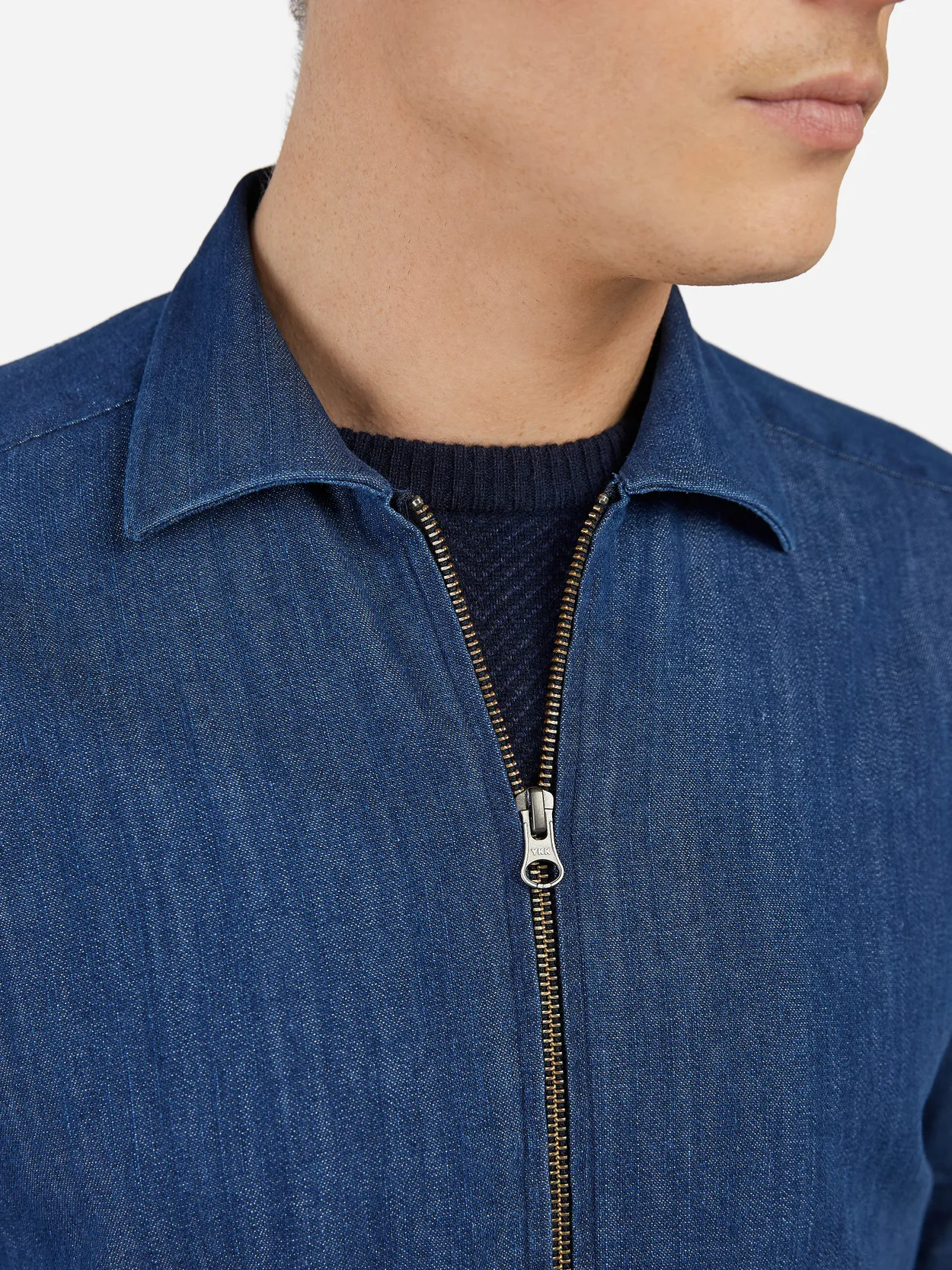 Blue Denim Zipper Shirt