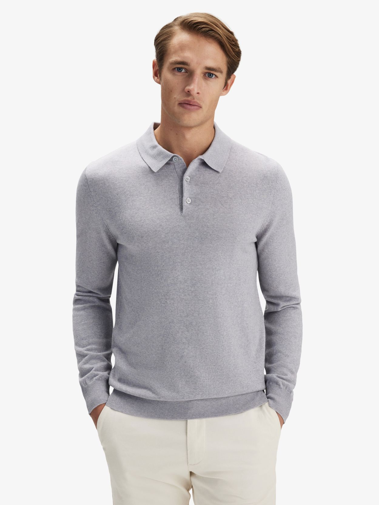 Light Grey Merino Polo Shirt