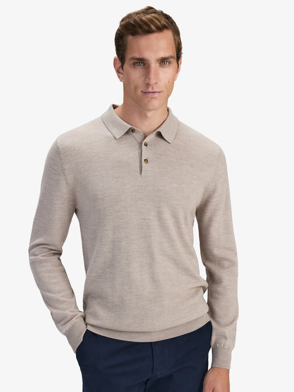 Beige Merino Polo Shirt