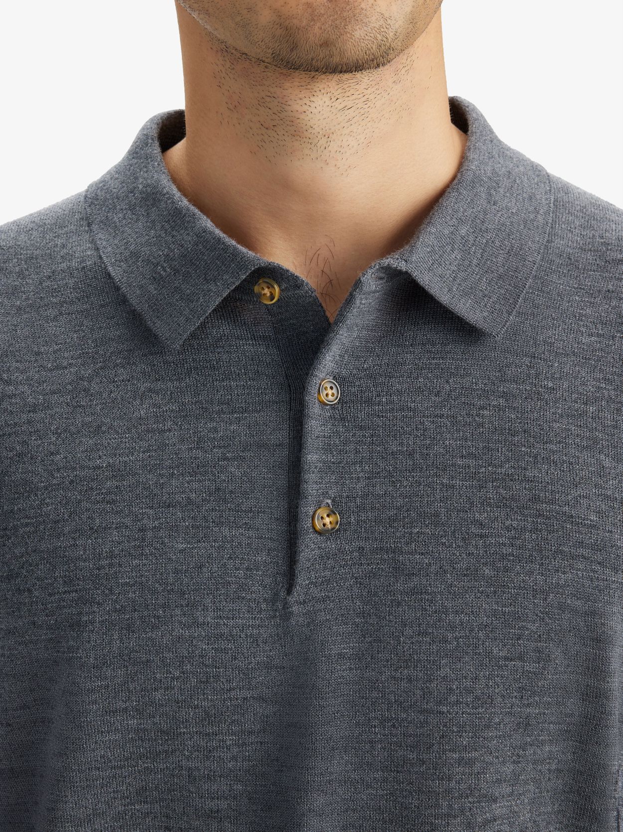 Grey Merino Polo Shirt