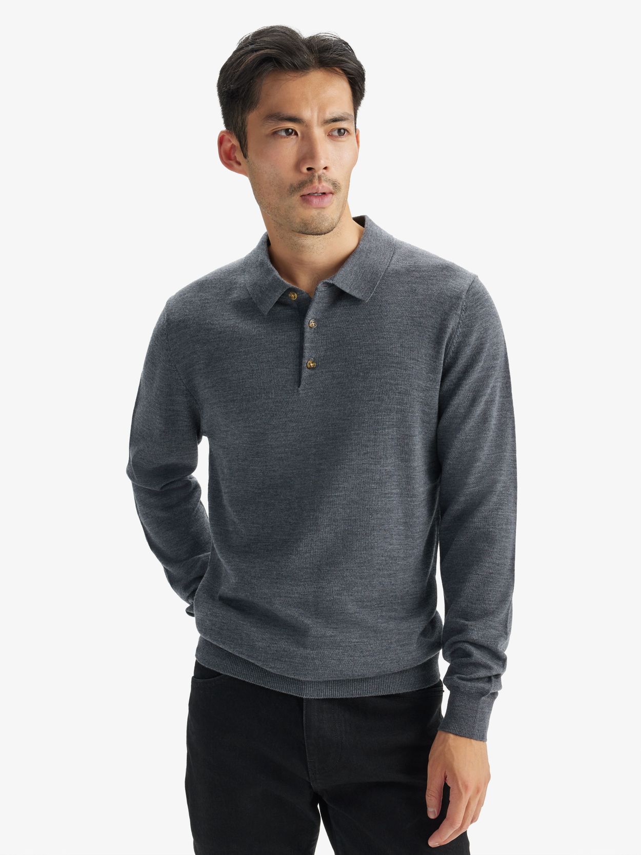 Grey Merino Polo Shirt