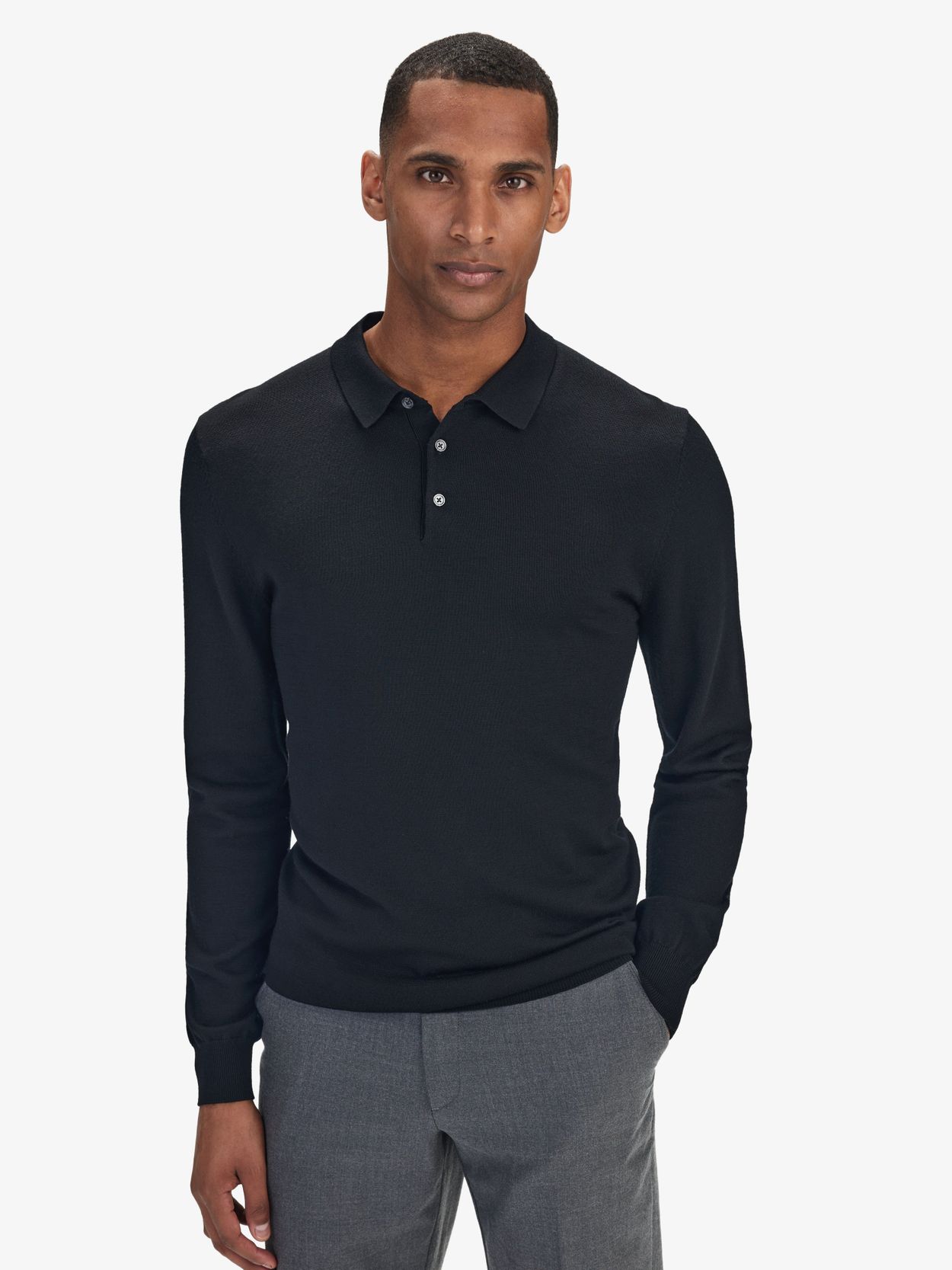 Black Merino Polo Shirt