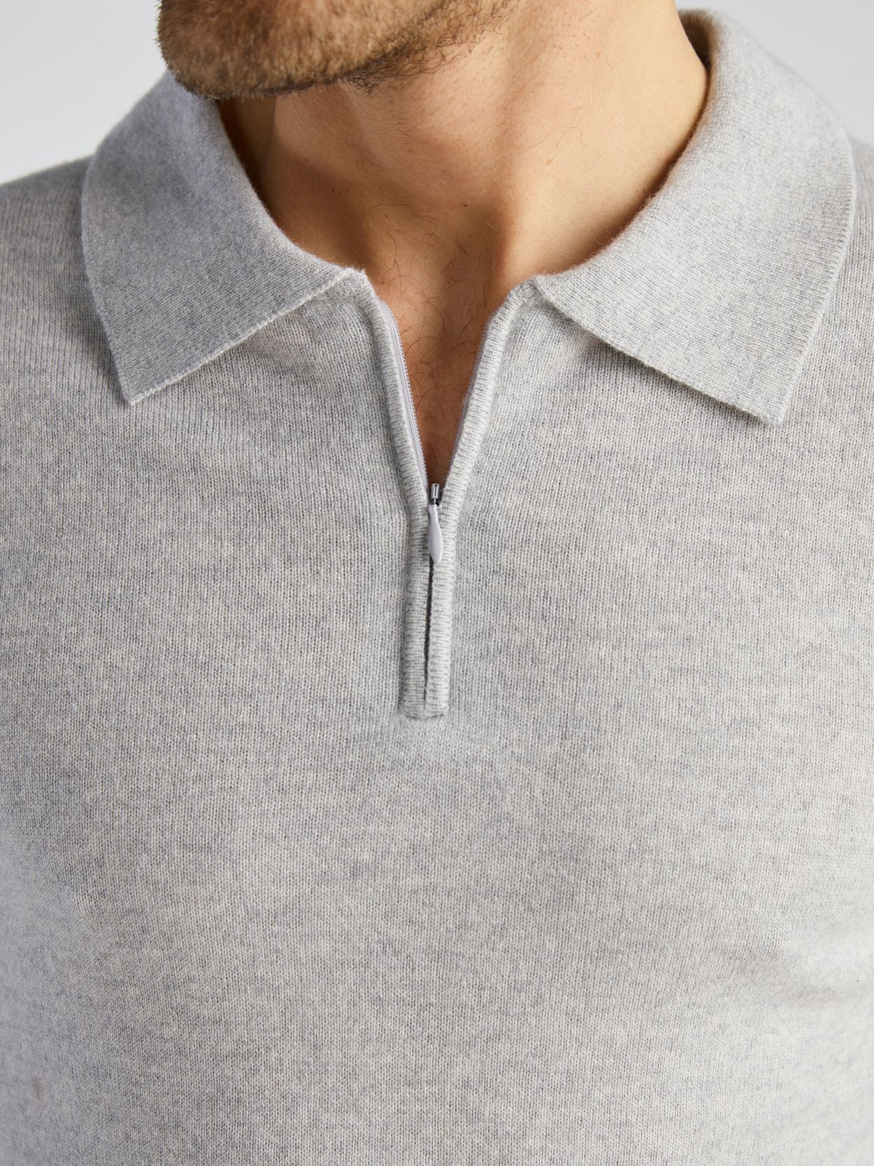 Grey Cashmere Zipper Sweater