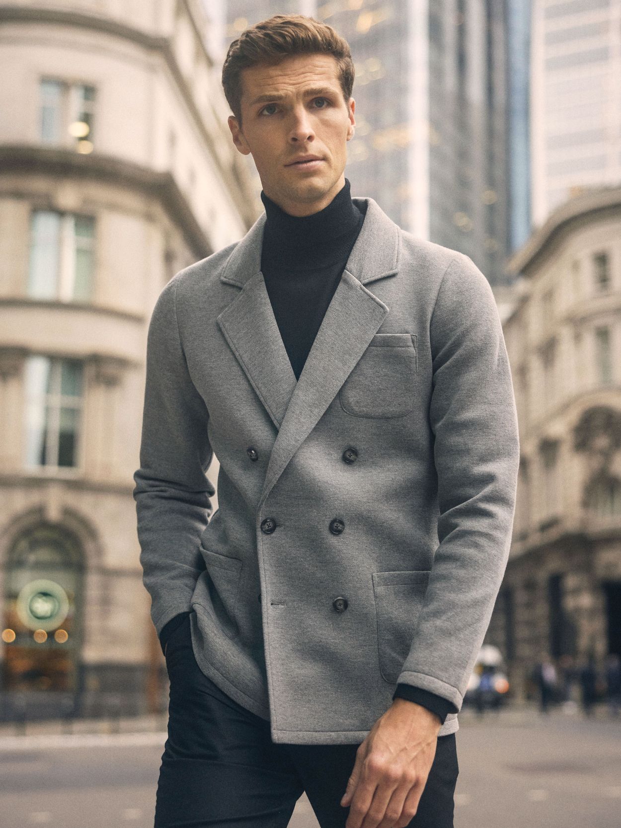 Mid Grey Knitted Blazer