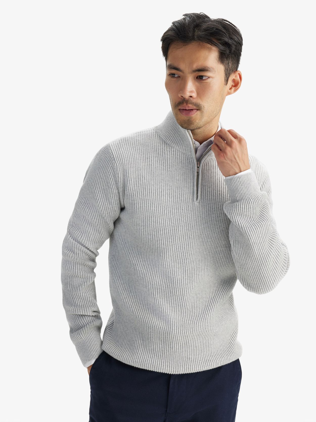 Light Grey Zipper Sweater