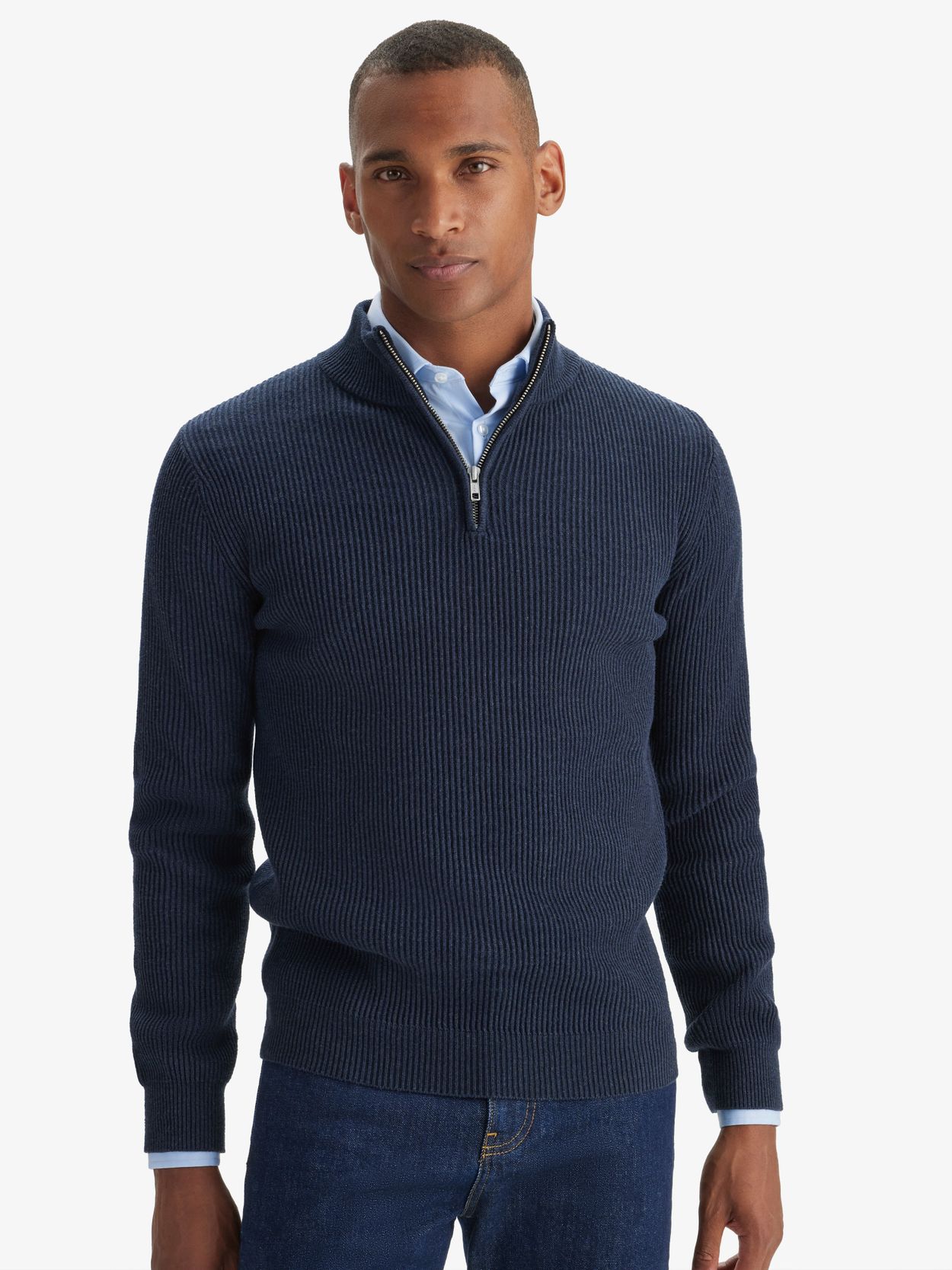 Dark Blue Zipper Sweater