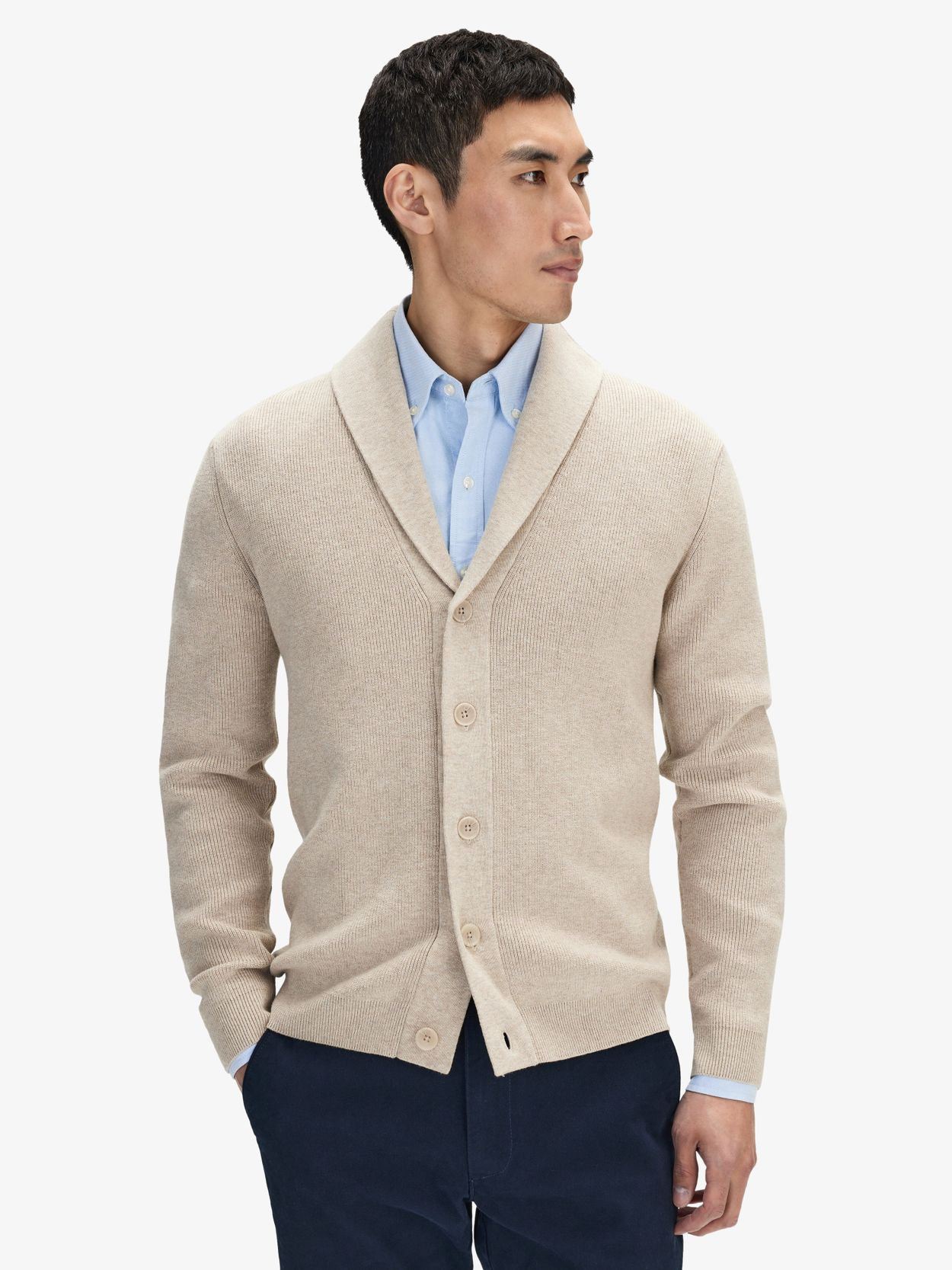 Cardigan and hot sale collared shirt