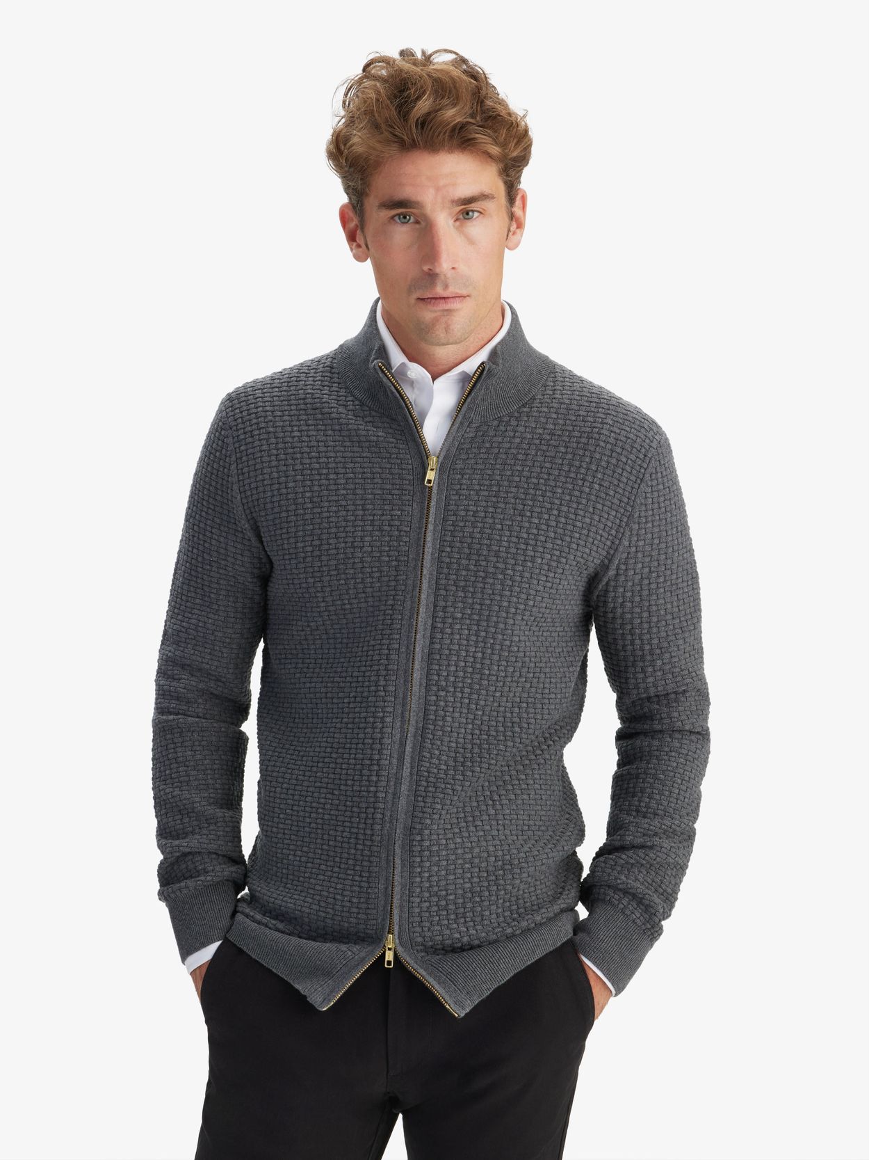 Mid Grey Zipper Sweater