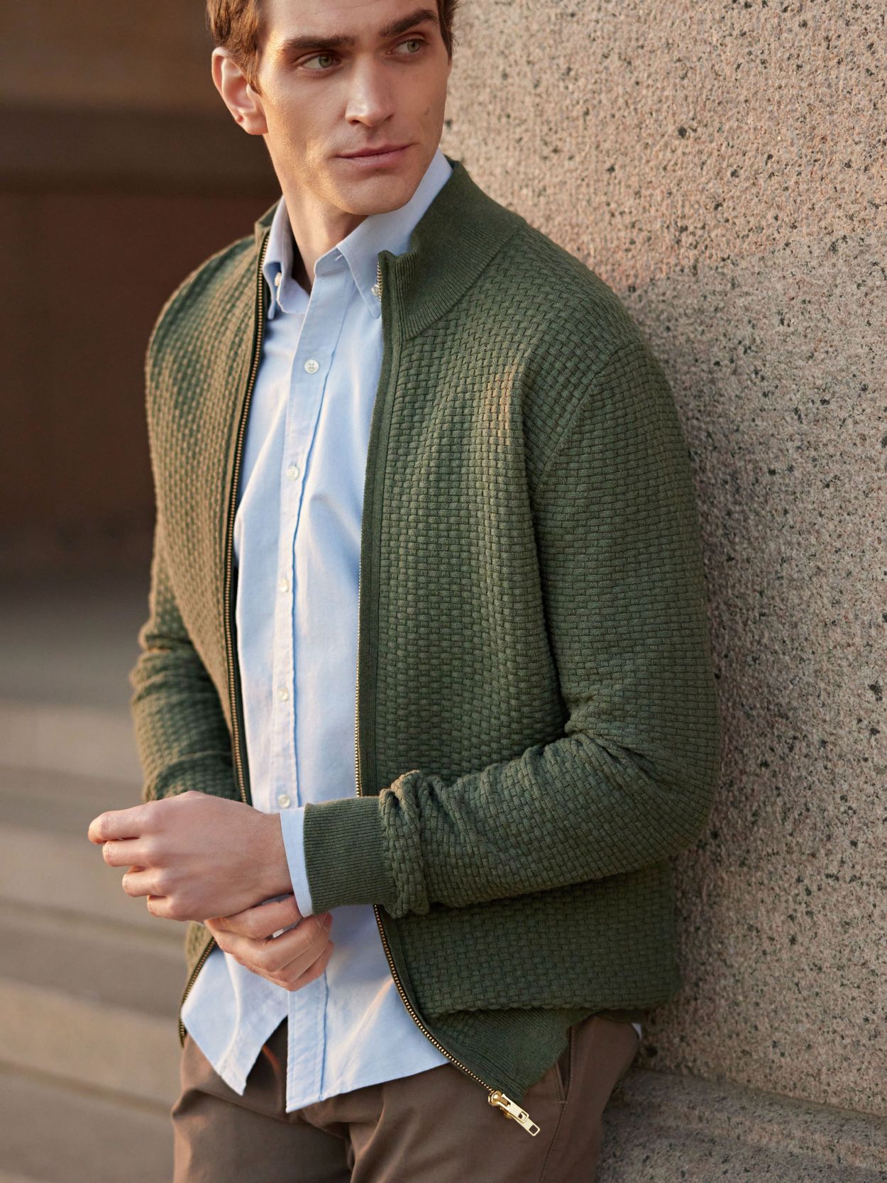 Mens olive hot sale green cardigan