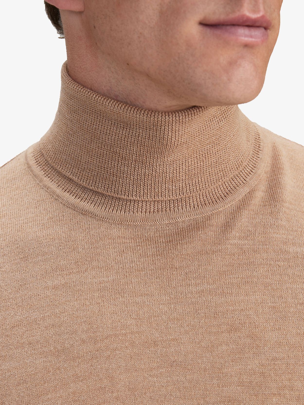 Beige Merino Turtleneck