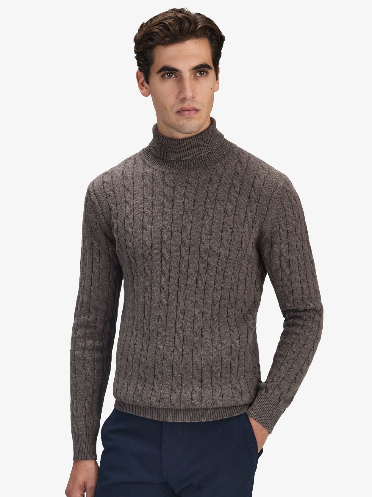 Autumn Brown Knit Oversized Double Sleeve Turtleneck