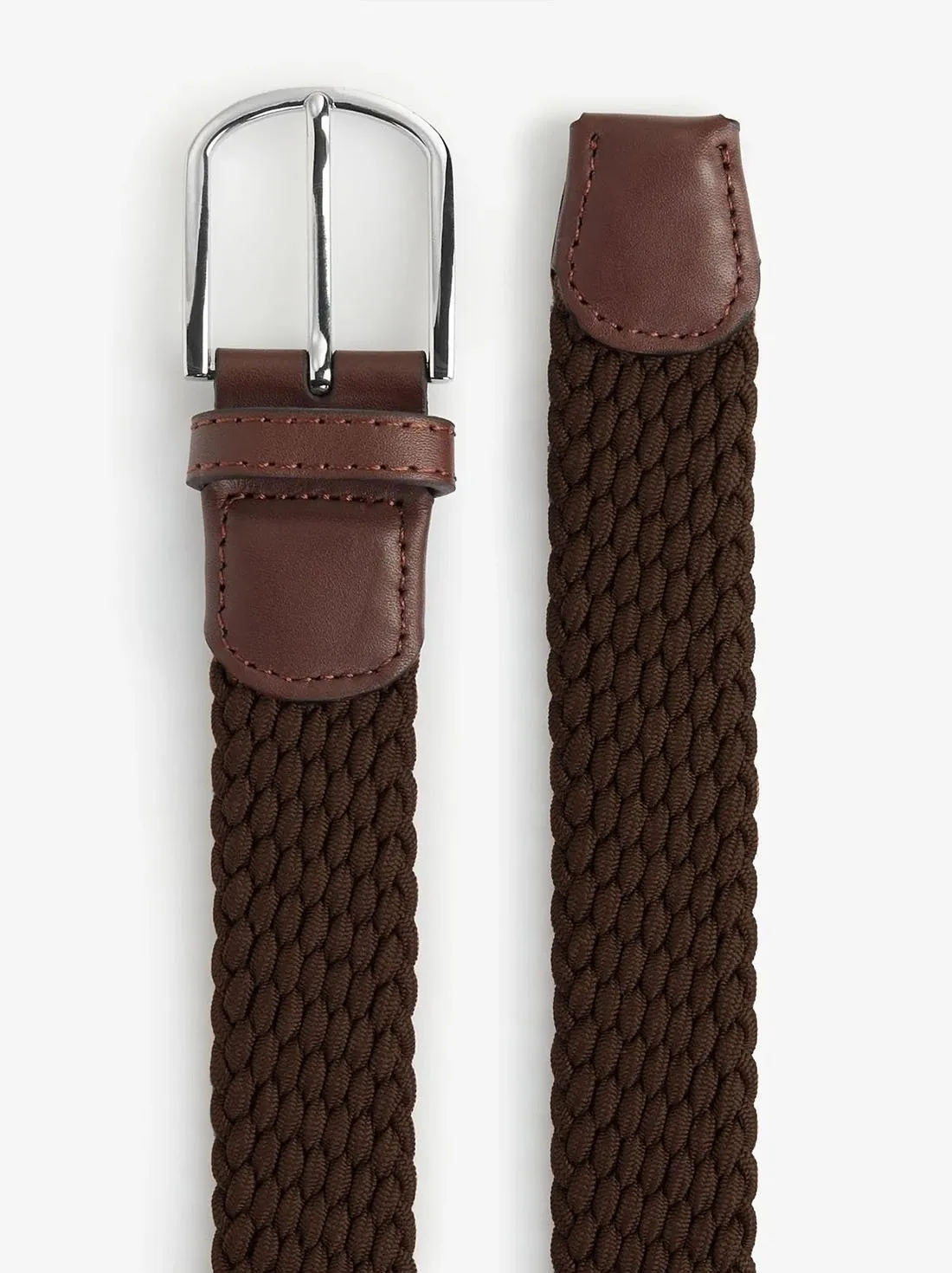 Mens Stylish Braided Belt Dark Brown