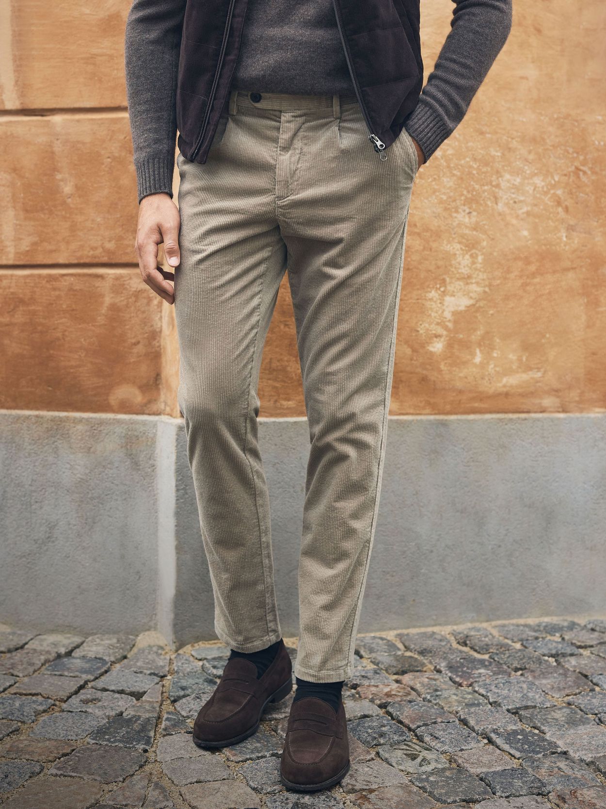 Beige Trousers Corduroy