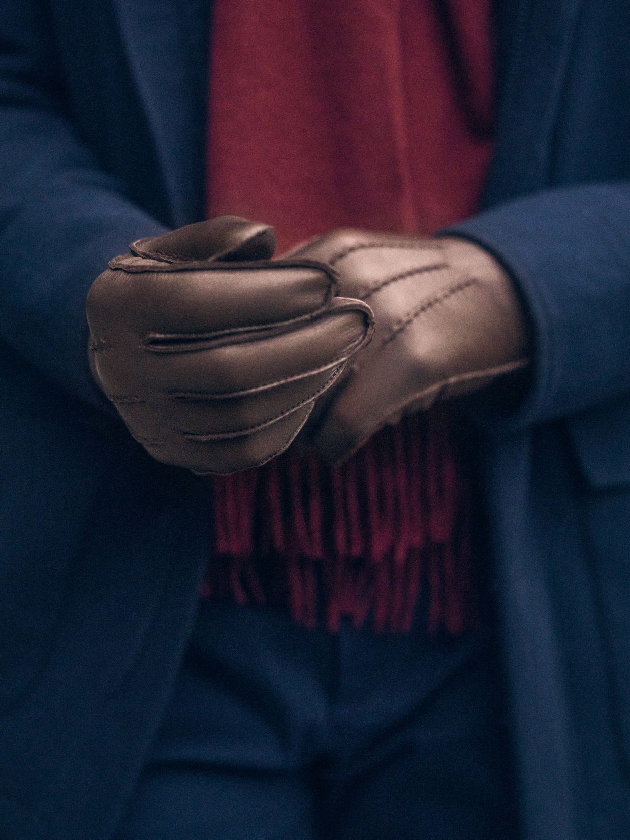 Dunkelbraune Lederhandschuhe Airolo