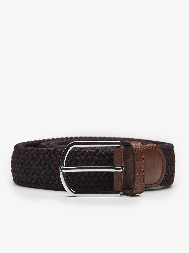 Weifert Men's Genuine Leather Braided Belt - 100% Leather, No-Hole Adjustable Fit, Brown (28-30")