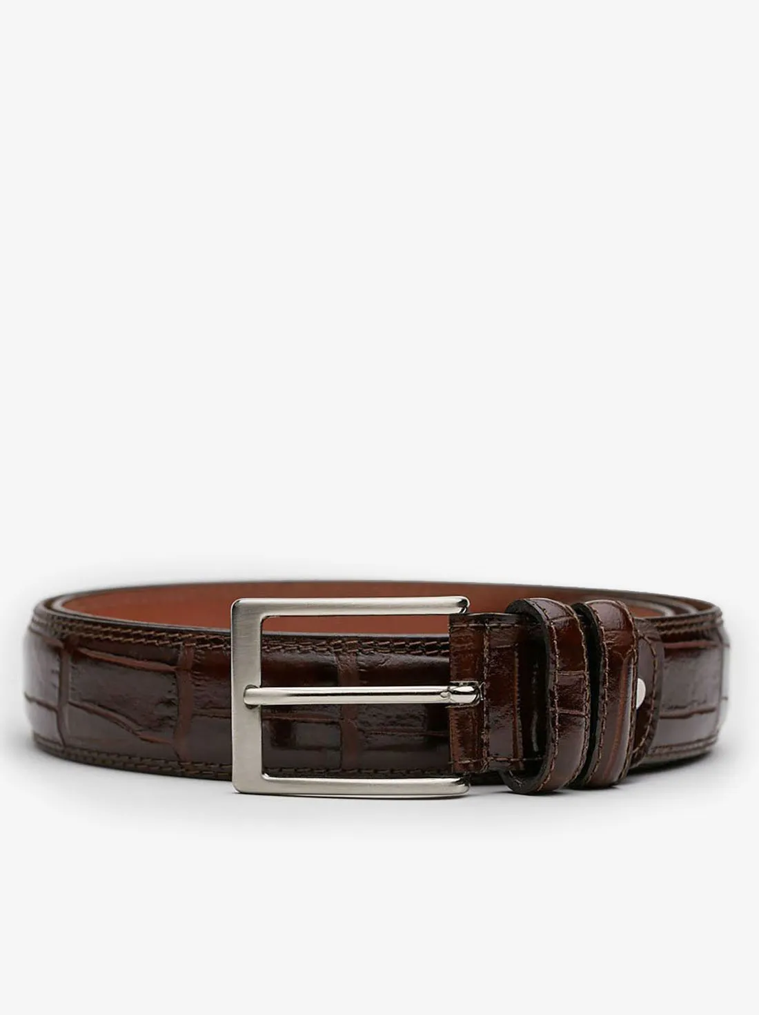 Brown leather outlet belt online