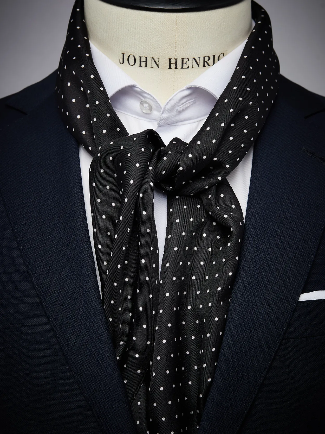 Black Silk Scarf Dot