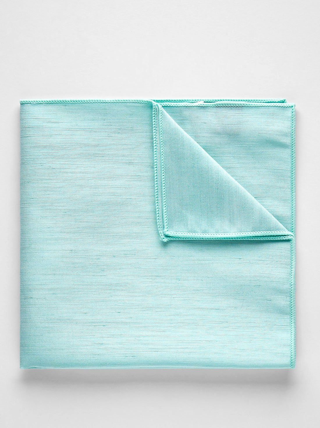 Pochette de costume en lin turquoise