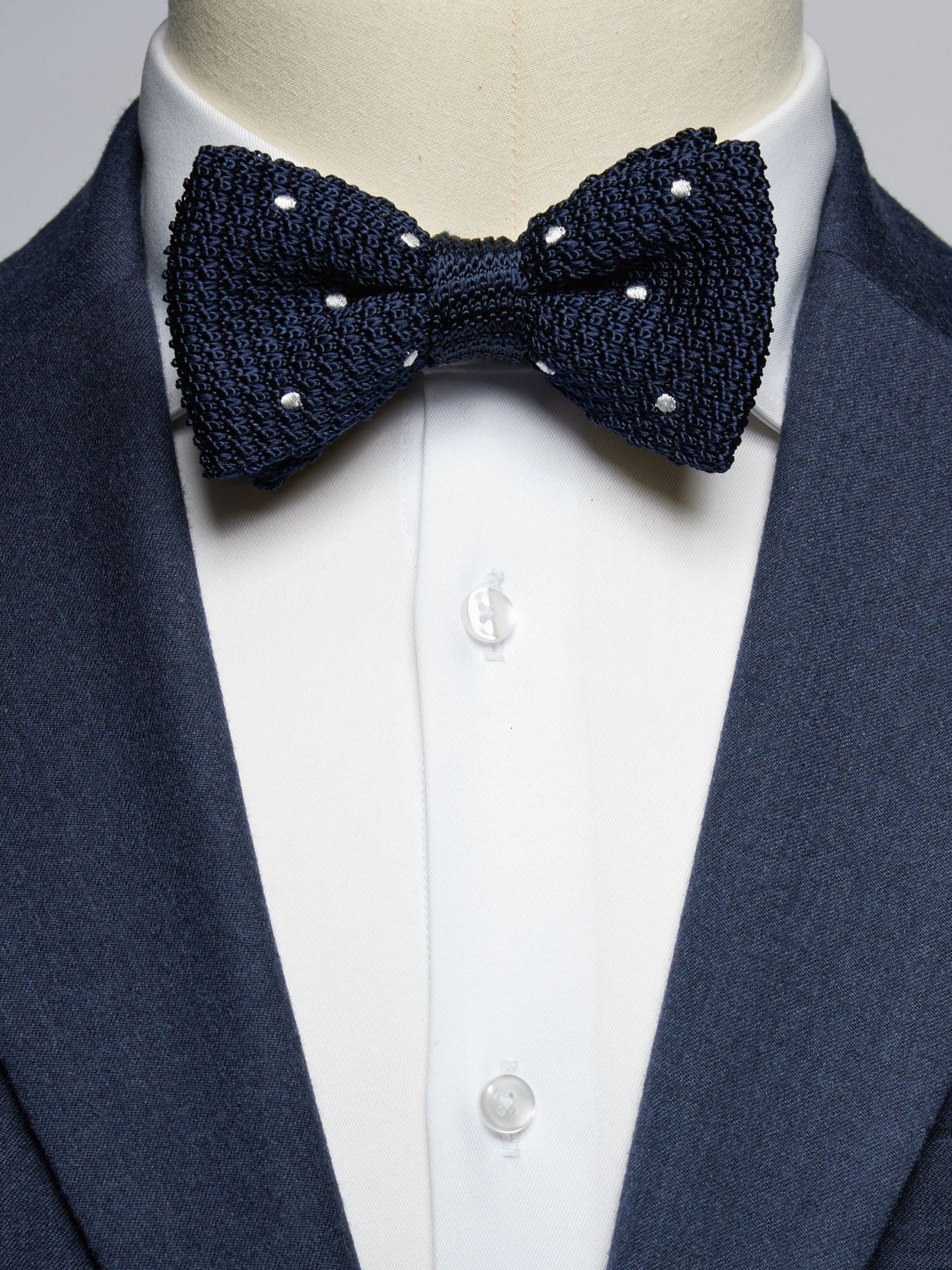 Blue Knitted Bow Tie